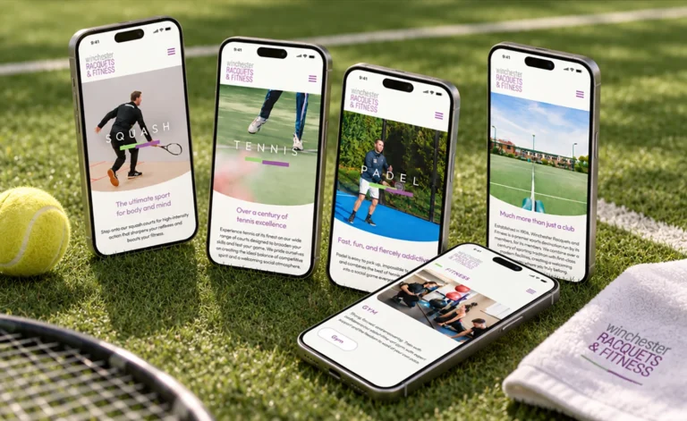 Winchester Racquets and Fitness mobile responsive premium website design and build in Winchester